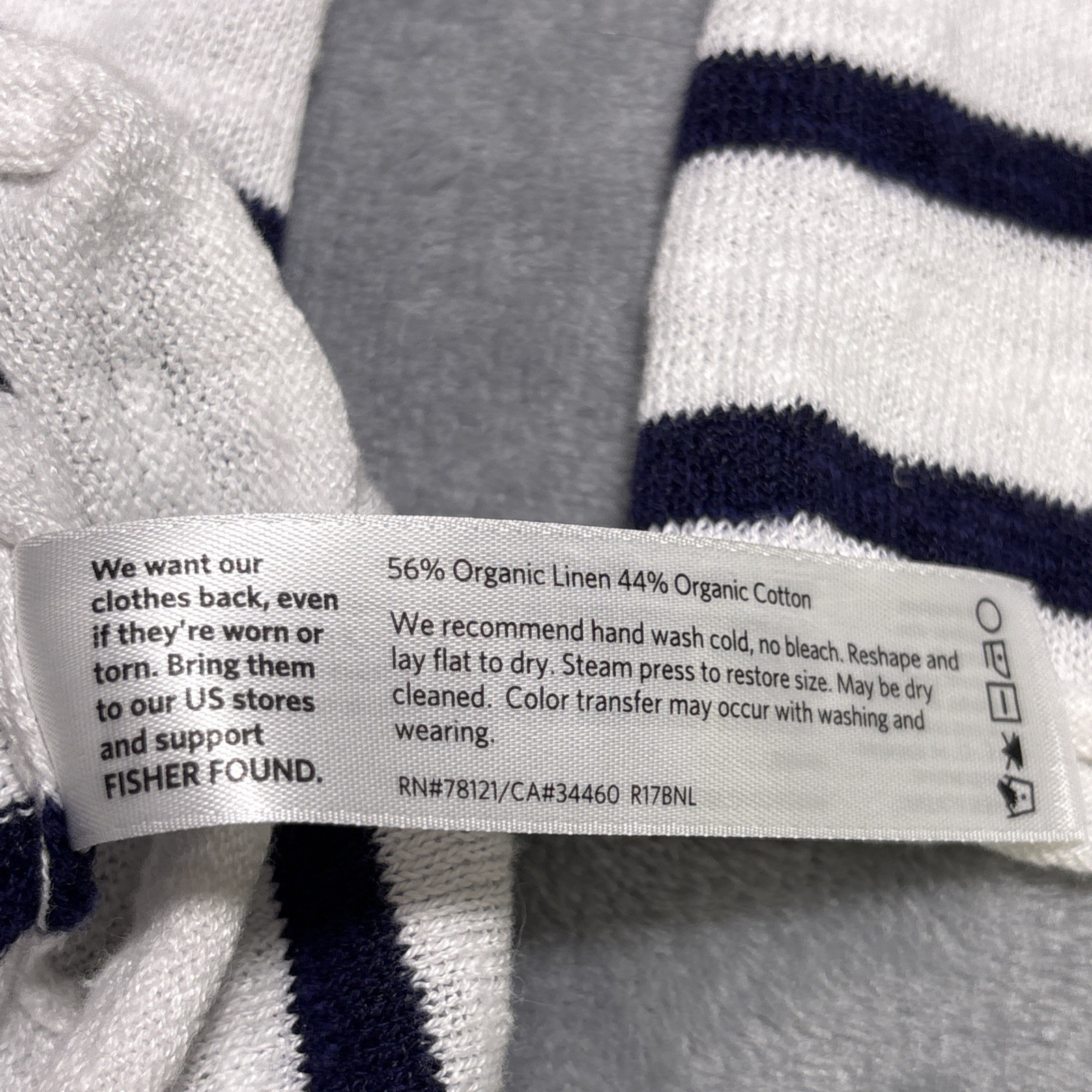 Eileen Fisher Womens Navy & White Linen Cotton Stripe Knit Sweater 1X Drapey