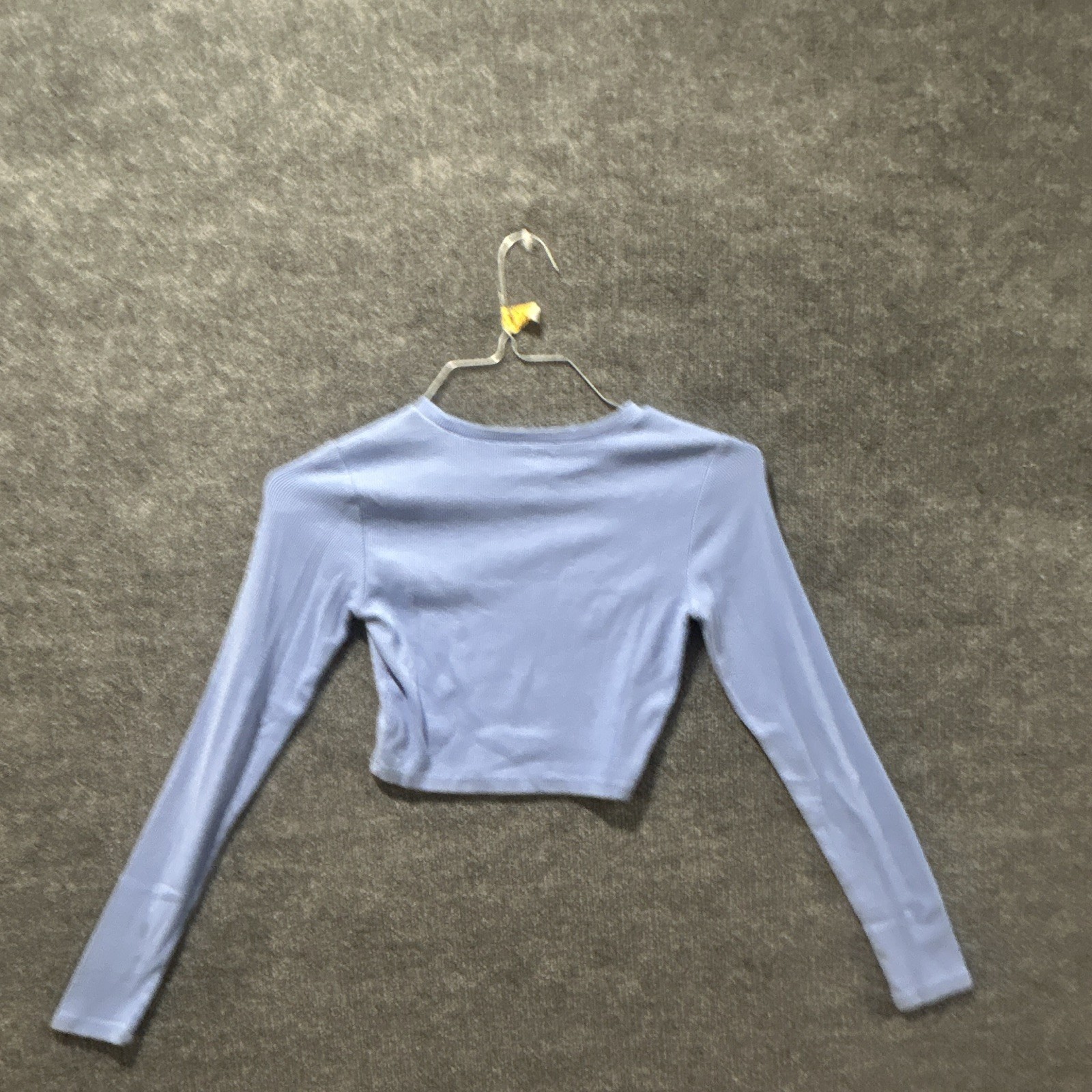 Garage Blue Solid Ribbed Knit Crew Neck Long Sleeve Cropped Top Maternity XS