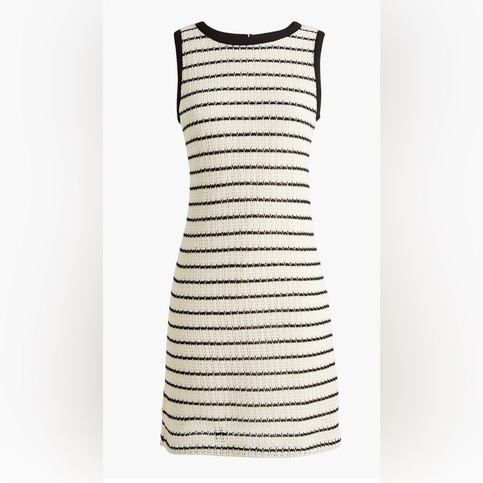 J Crew Textured Stripe Shift Dress Cream Black Knit Large