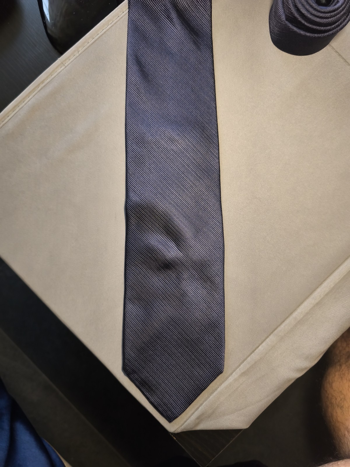 Brera (Milan) – Navy Blue Solid Color Silk Tie Made In Italy Texture Stripes