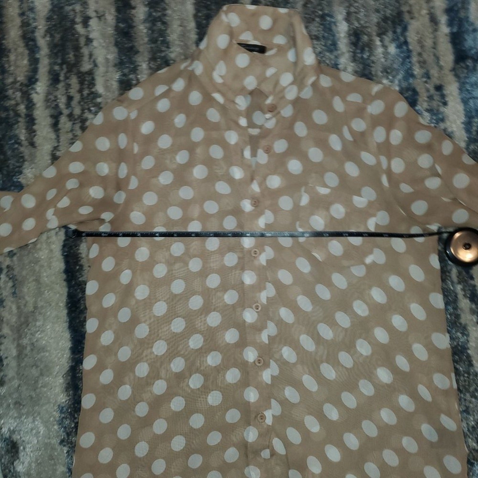 Timing Long Sleeve Sheer Polka Dot Top || Small