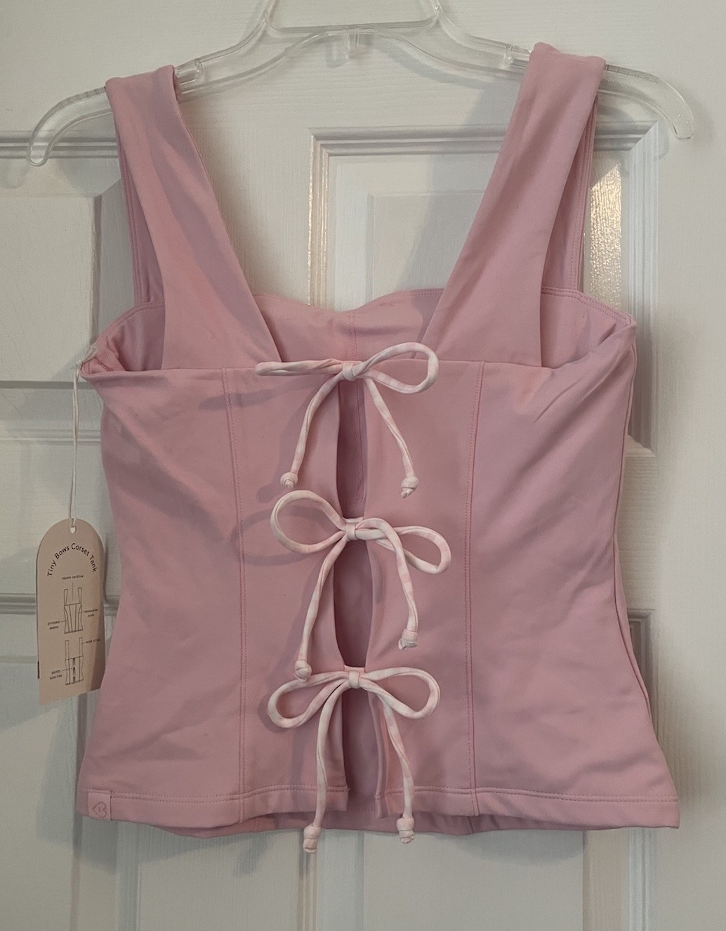 NWT Blogilates Tiny Bows Corset Tank Pink Small Top