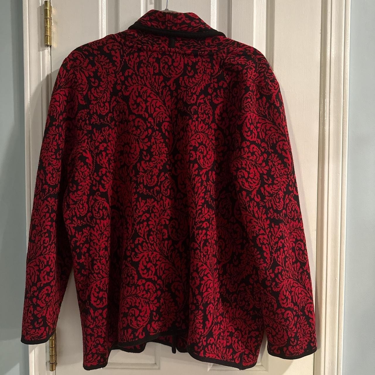 JM Collection Red and Black Cardigan with cute buttons