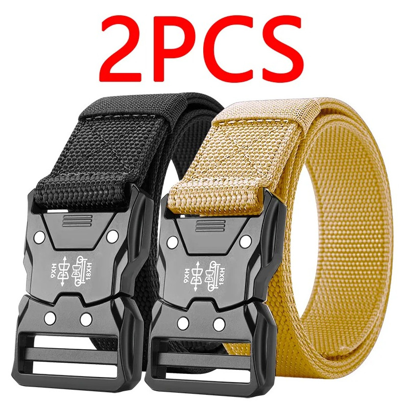 2pcs Tactical Waist Belt Automatic Buckle Durable Outdoor Unisex Belt
