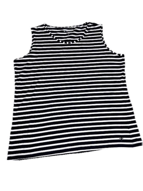 Coolibar UPF 50+ Tank Top Womens XL Black White Striped Sleeveless