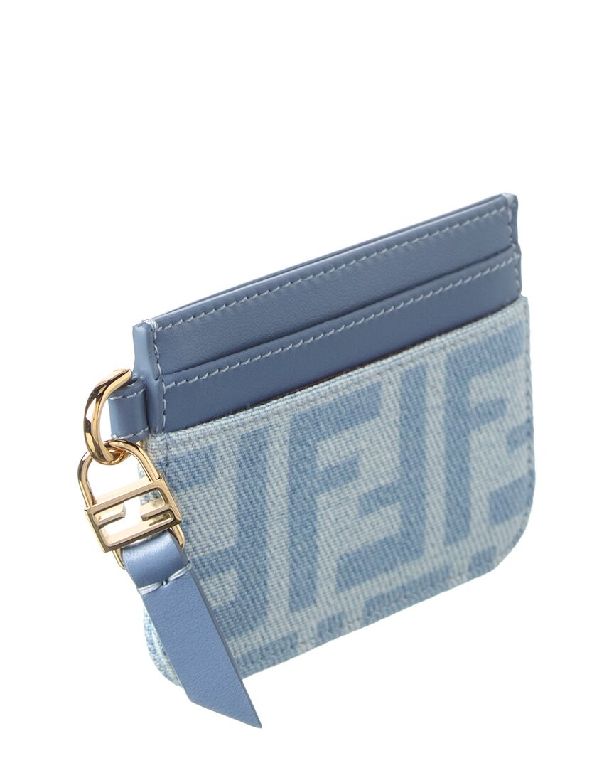 Fendi Baguette Denim & Leather Card Case Women’s Blue