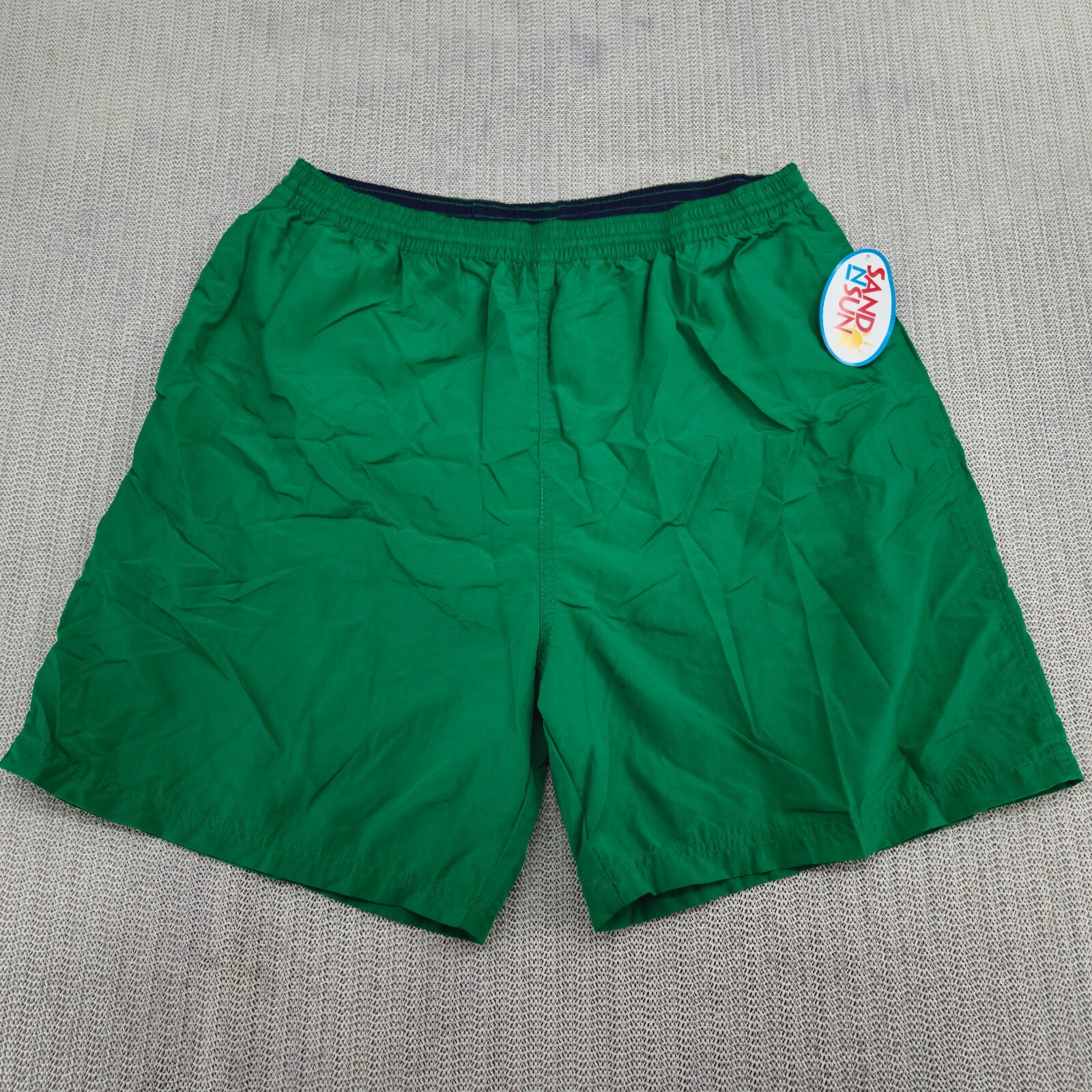 Vintage Sand N Sun Swim Trunks Shorts Mens Large Green Lined Pockets Y2K