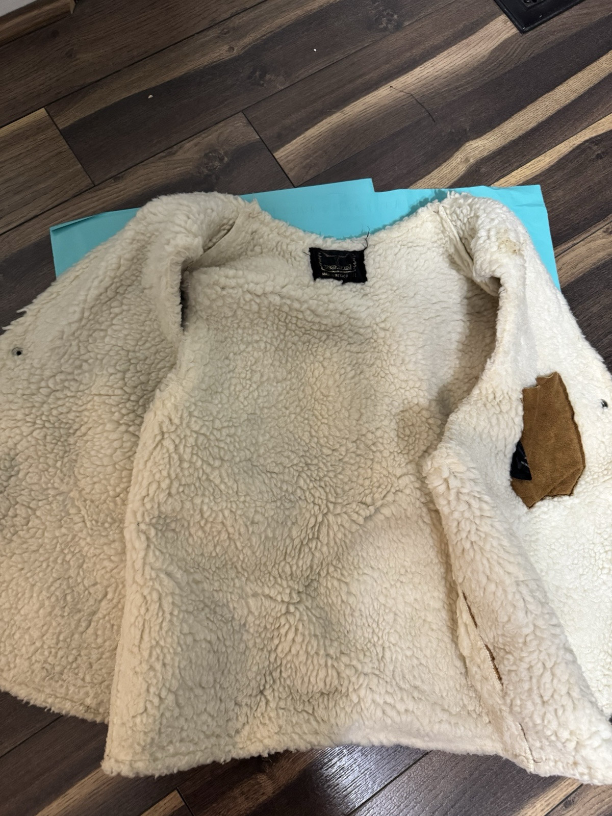 Steer Brand Leather And Wool Vest -made In Mexico