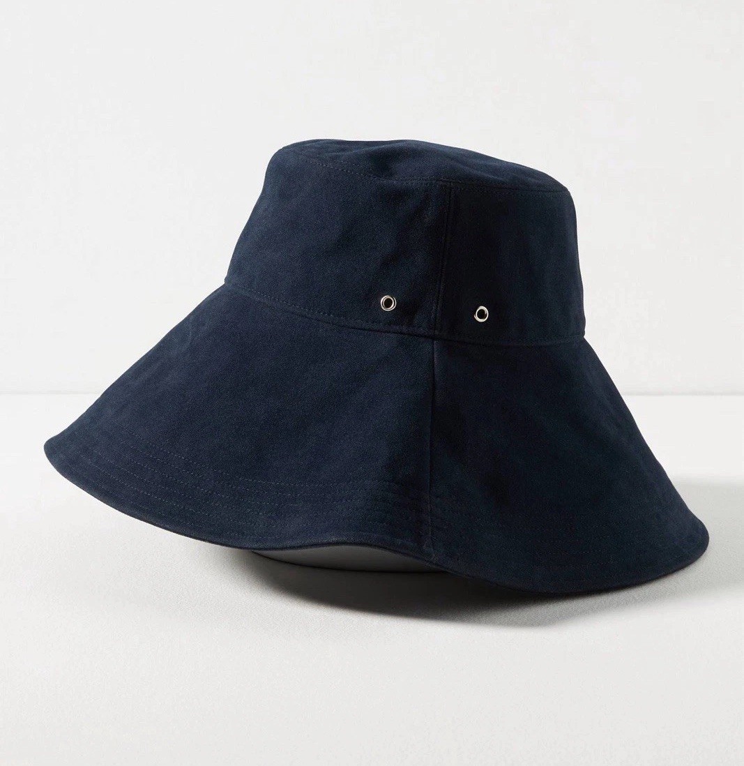 Anthropologie WYETH Oversized Waterproof Bucket Sun Hat Navy Blue NWOT $48
