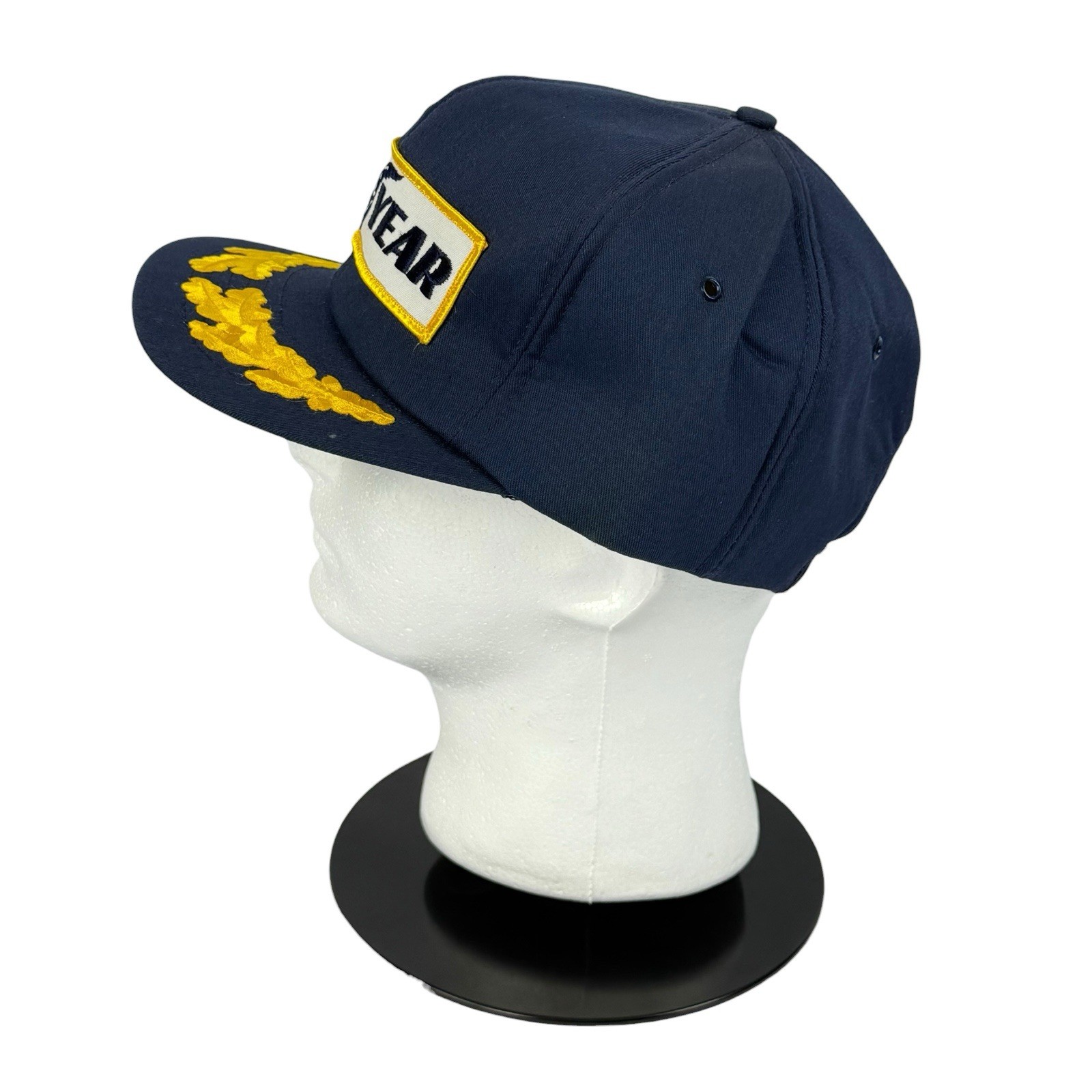Vintage Goodyear Racing Snapback Hat Navy Patch Logo Swingster Scrambled Eggs