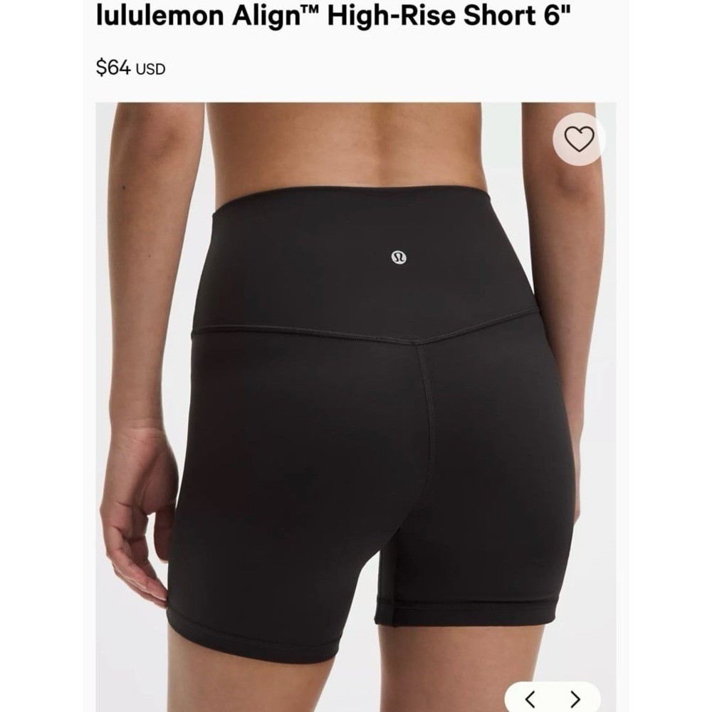 NEW women’s size 4 Lululemon Align High-Rise black biker shorts. 6 inches.