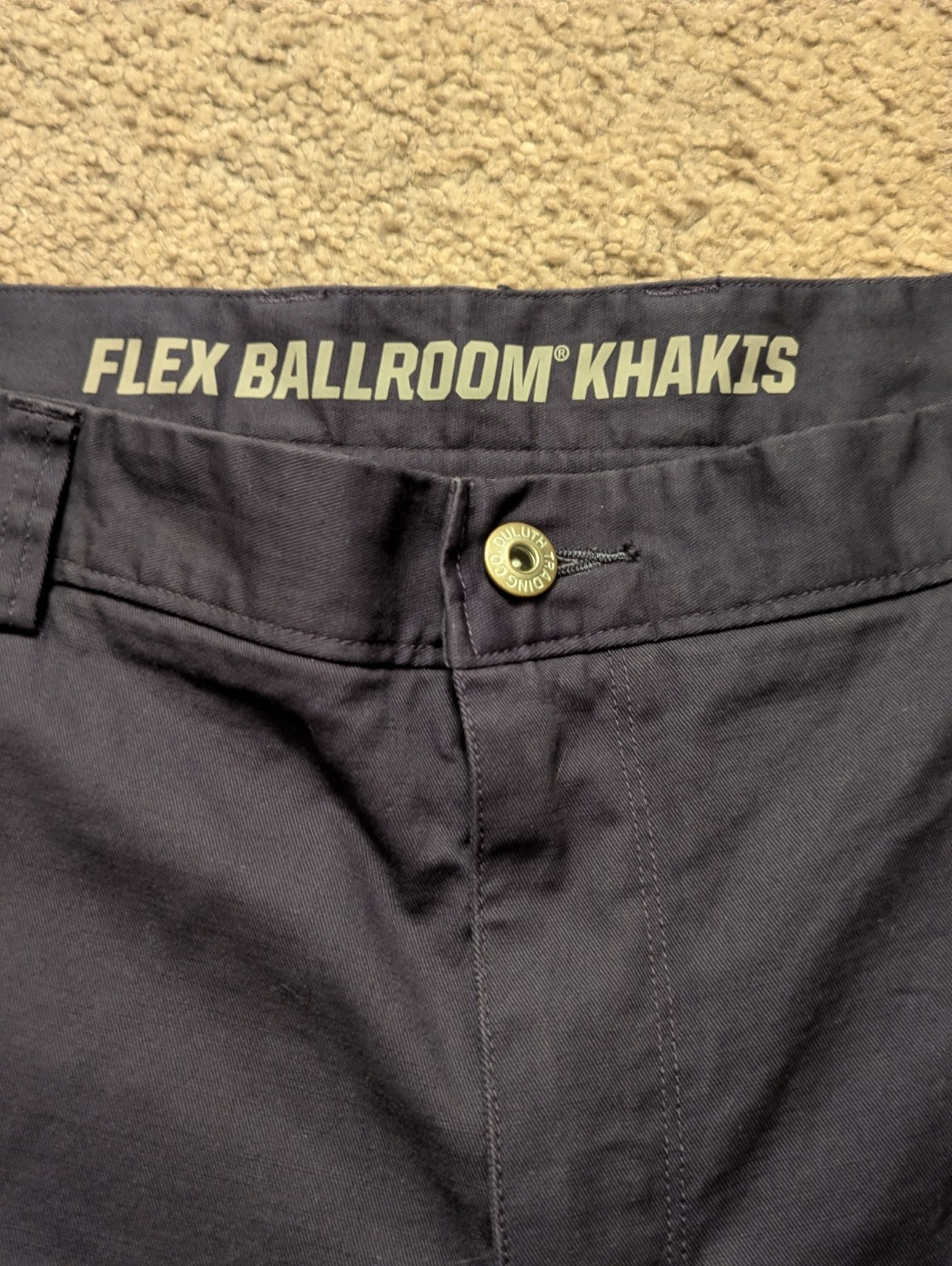 Duluth Men’s 40 X 30 Flex Ballroom Navy Blue Work Khakis w/Cell Phone Pocket