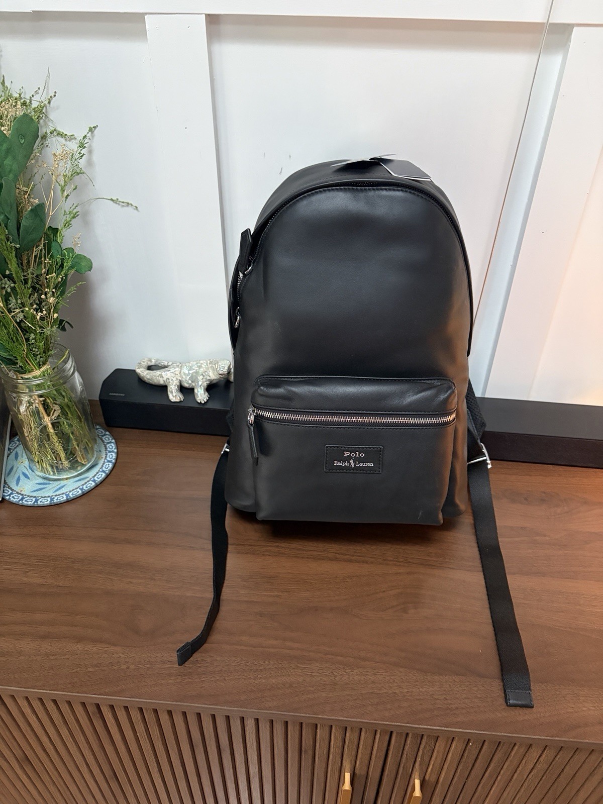 Polo Ralph Lauren Smooth Leather Backpack Black w/ Dustbag