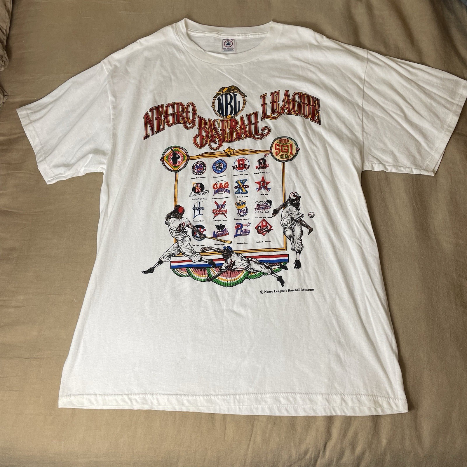 Rare Vintage 90s Delta Tag Negro League Caricature Cartoon Baseball T Shirt XL