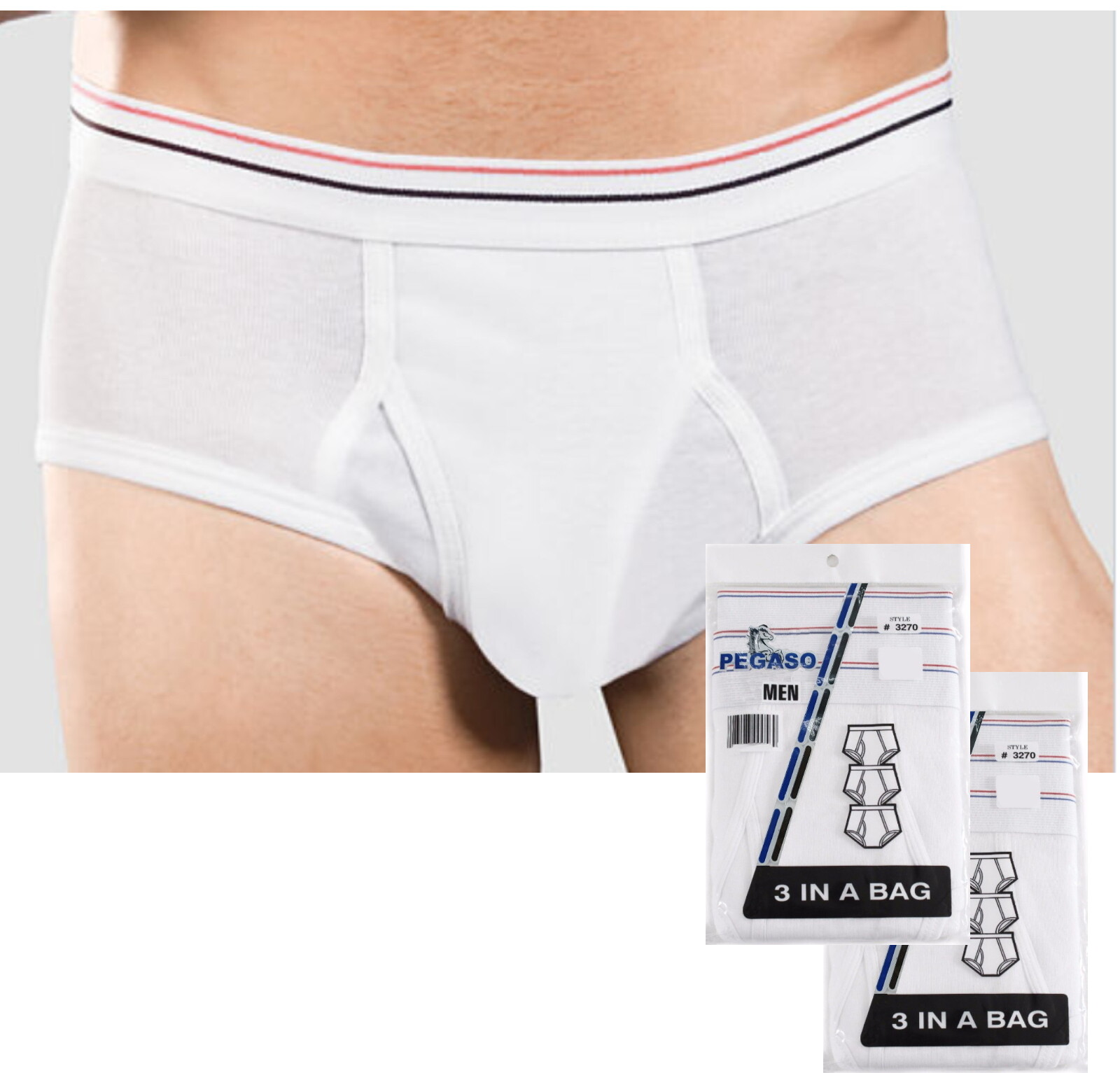 6 pc Men’s White Briefs Old Fashion Breathable Natural Cotton Underwear