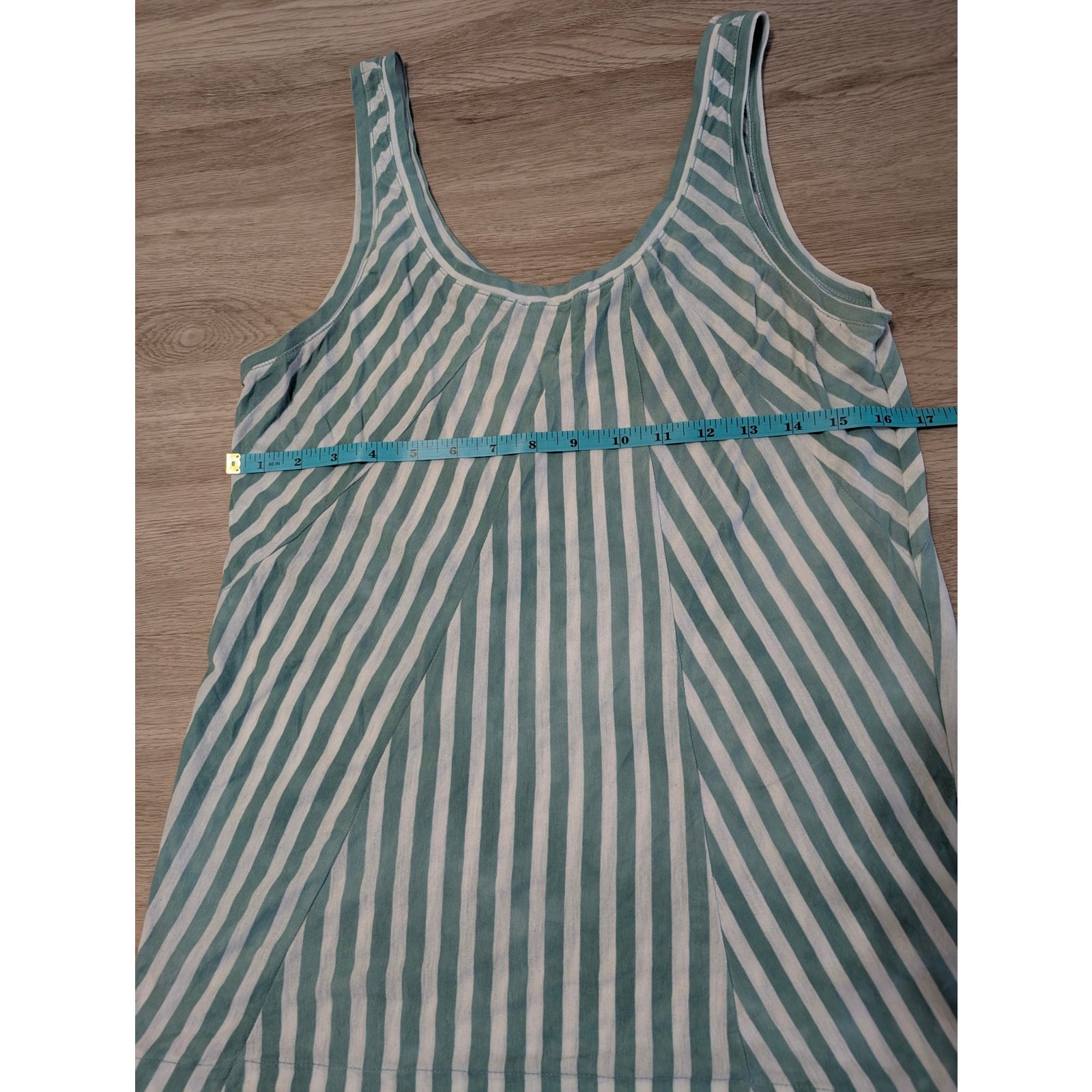 JCrew Tank Top Womens Small S Mint Green White Striped Chevron Panel Swing Cami