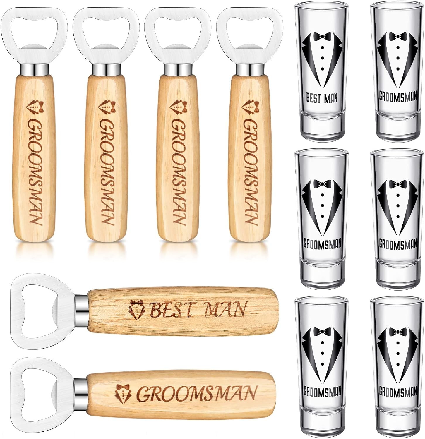 12 Pcs Groomsmen Proposal Shot Glasses and Beer as shown in the picture