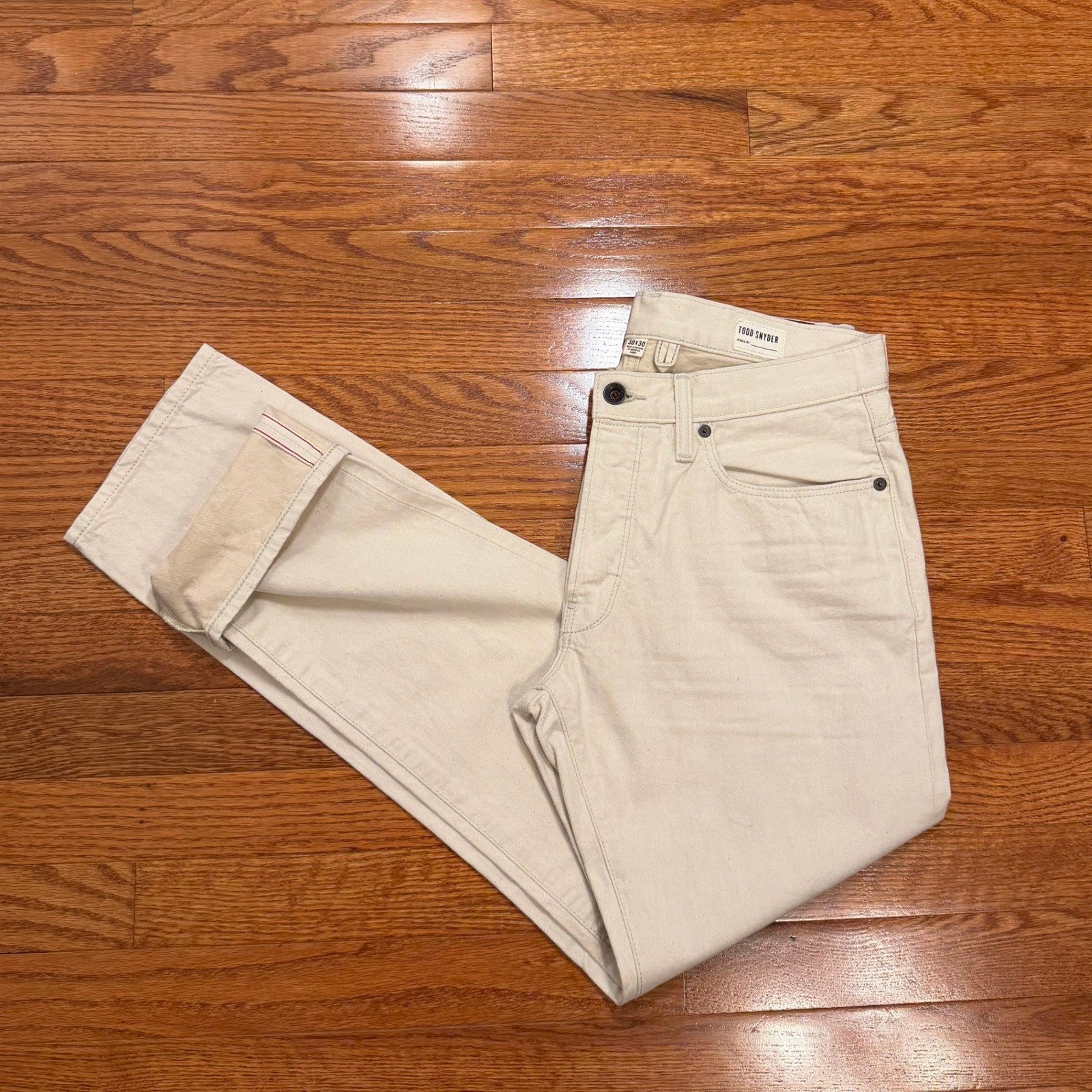 Todd Snyder Slim Fit Japanese Selvedge Denim Jeans Pants Mens 30×30 Cream Casual