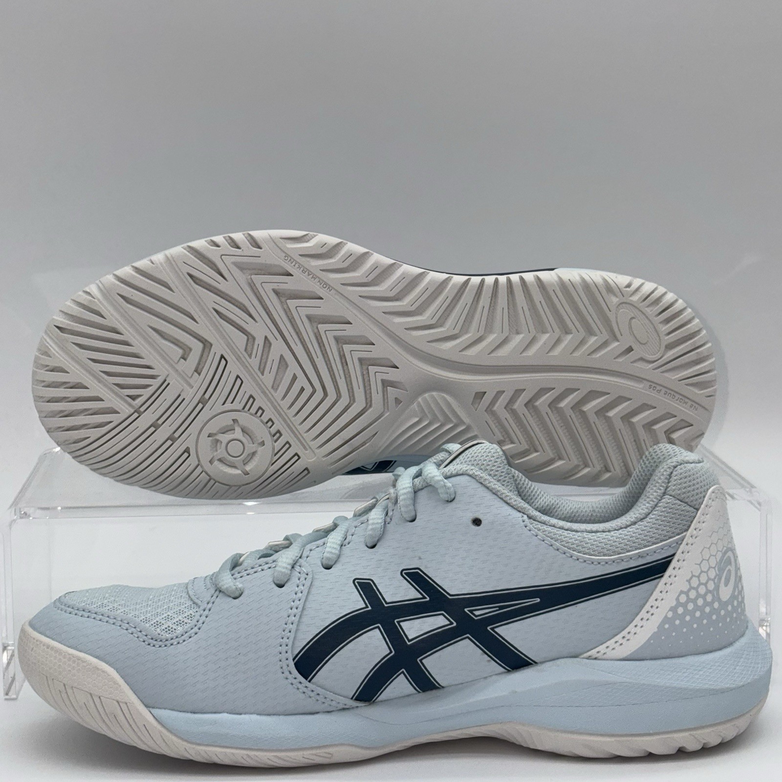 Women Size 9.5 Asics Gel- Dedicate 8 Pickleball White Blue 1042A236 NEW