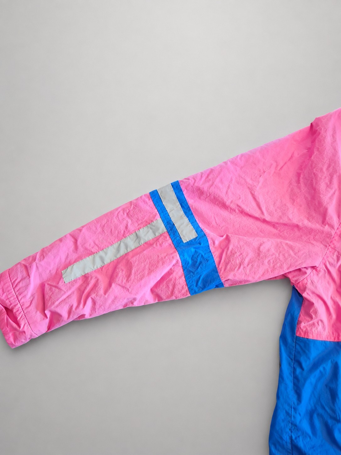 Y2K DKNY Tech Womens Pink Blue Colorblock Hooded Full Zip Jacket Reflective