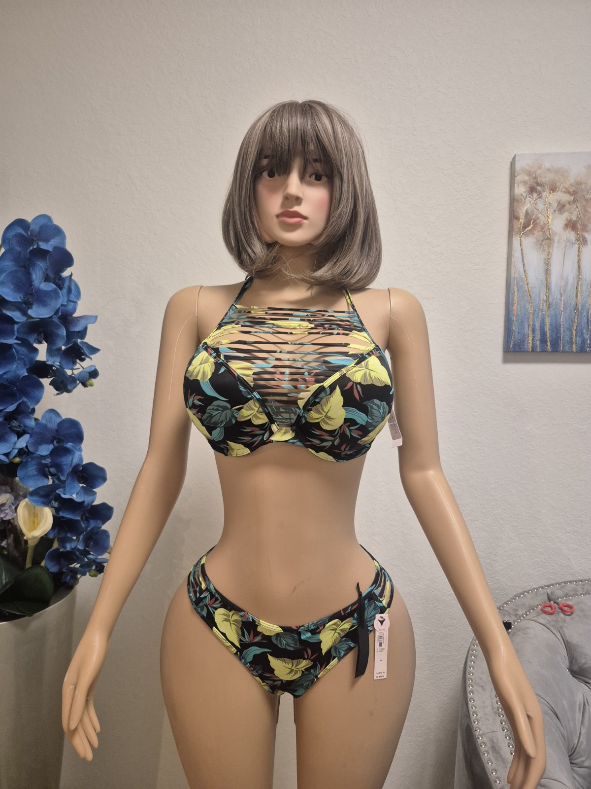 Victoria’s Secret Archives Floral Bikini Set 32DD Top Brazilian Bottom S NWT