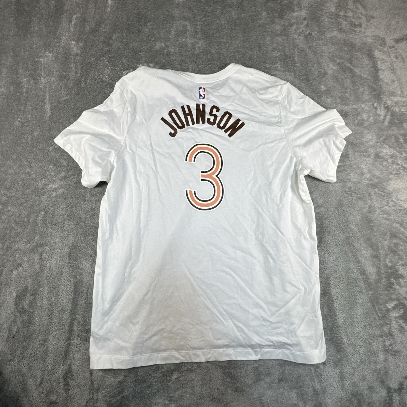 San Antonio Spurs NBA #3 Johnson Nike T-Shirt Mens 2XL White Short Sleeve