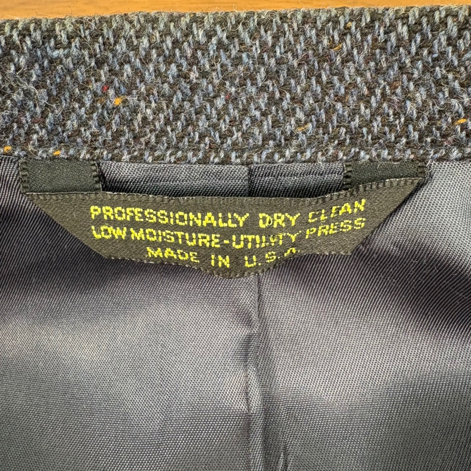 Tailors Row by Deansgate 40R Mens Tweed Blazer Suit Jacket Blue Gray Wool Blend