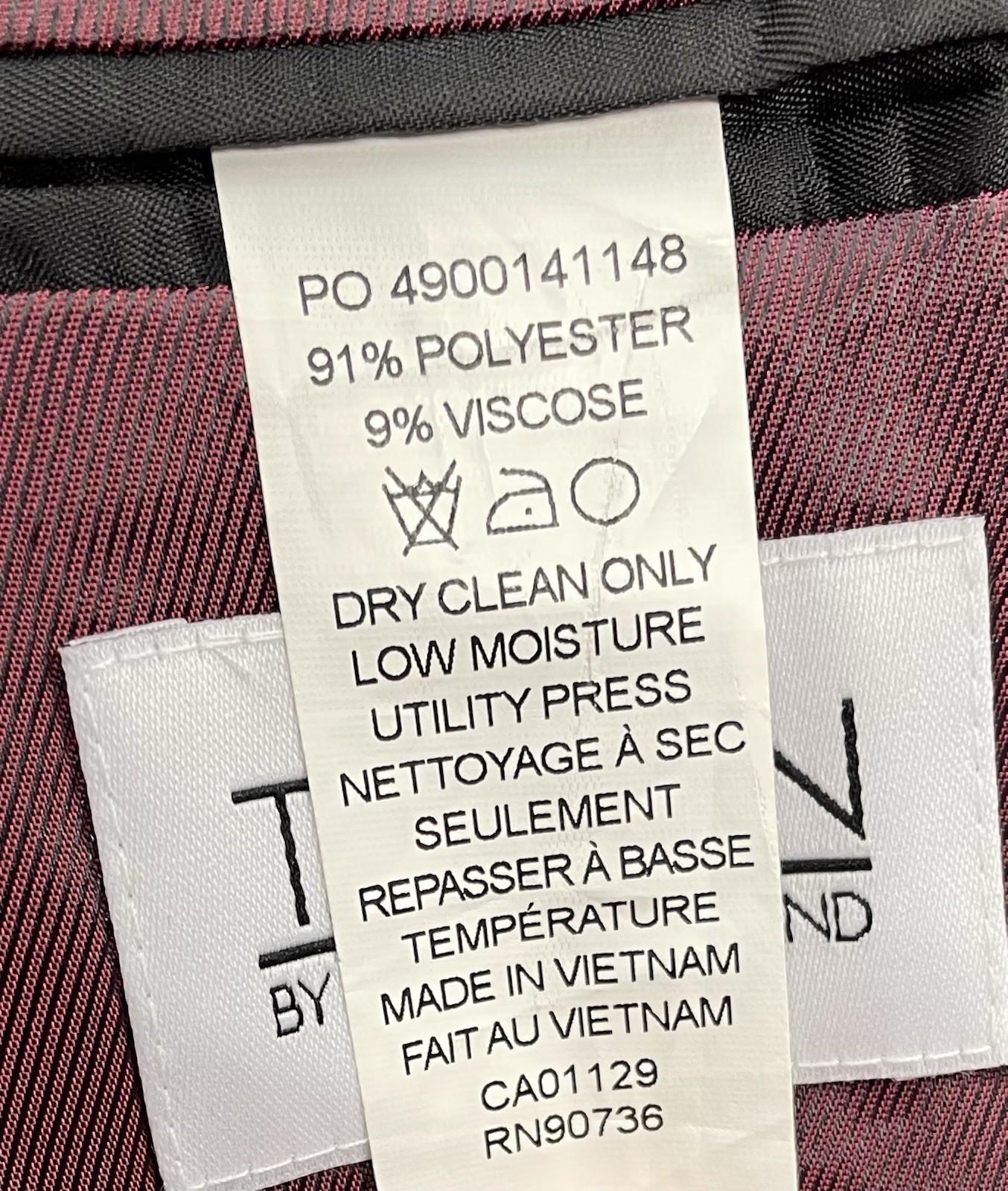 Tayion Double Breasted Wine Black Classic Fit Jacquard Dinner Jacket 46R New NWT