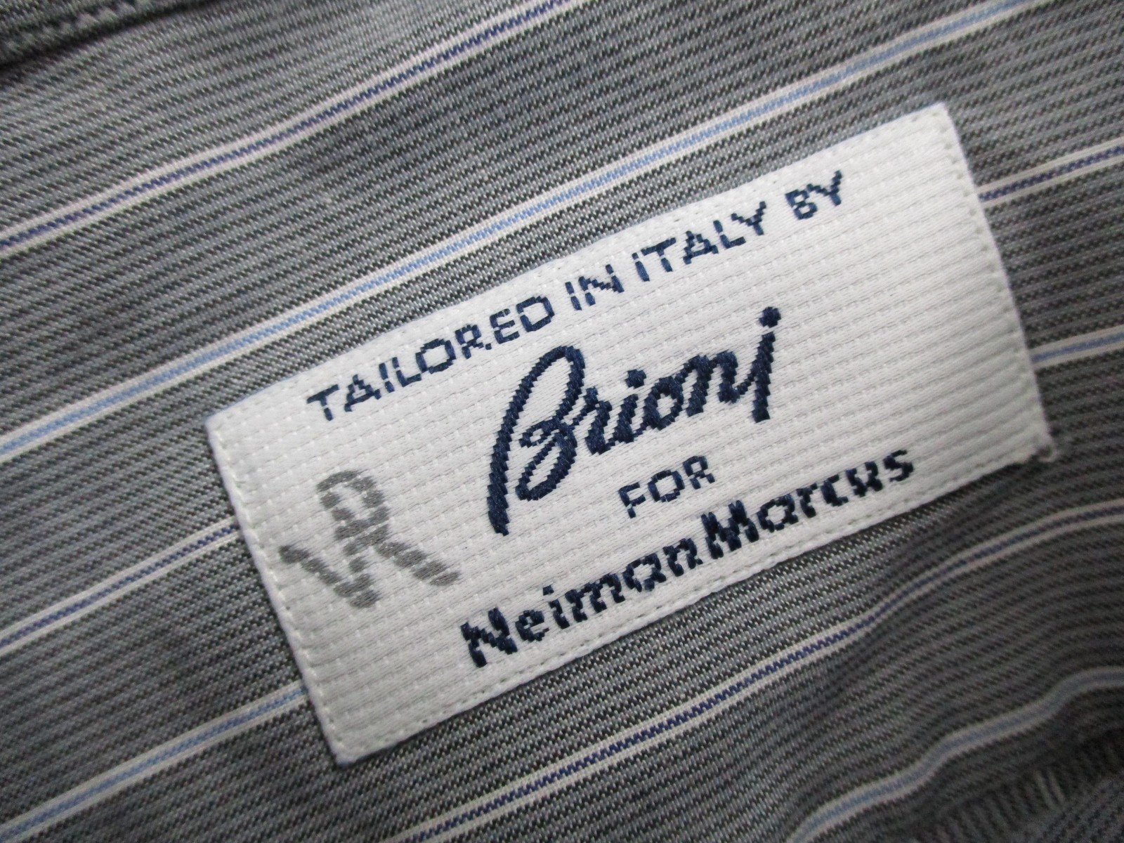 Brioni Neiman Marcus Shirt Mens 15 Medium Gray Pinstripe French Cuff Made Italy
