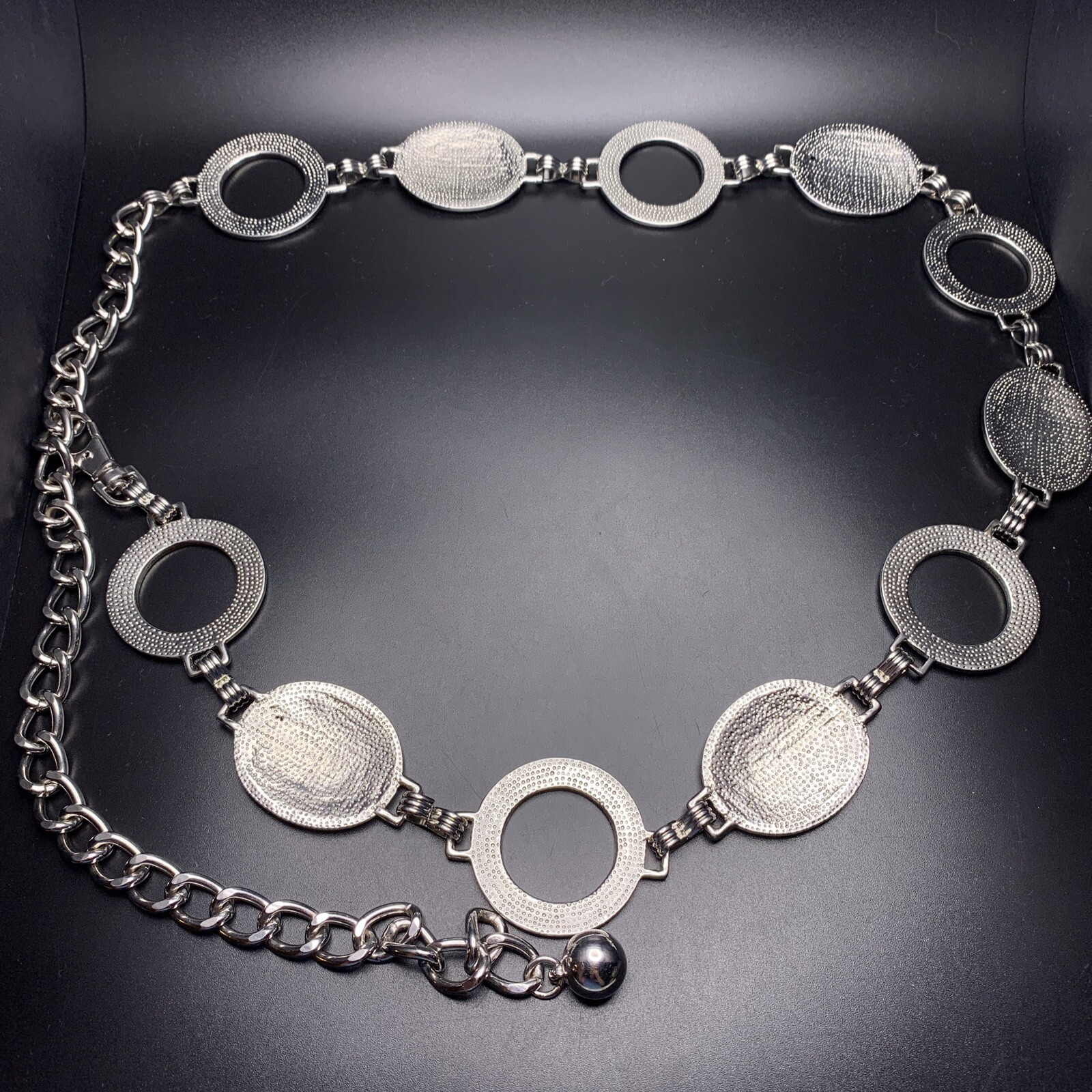 Silver Tone Belt Textured Adjustable 32 33 34 35 36 37 38 39 40 41 42 Inch
