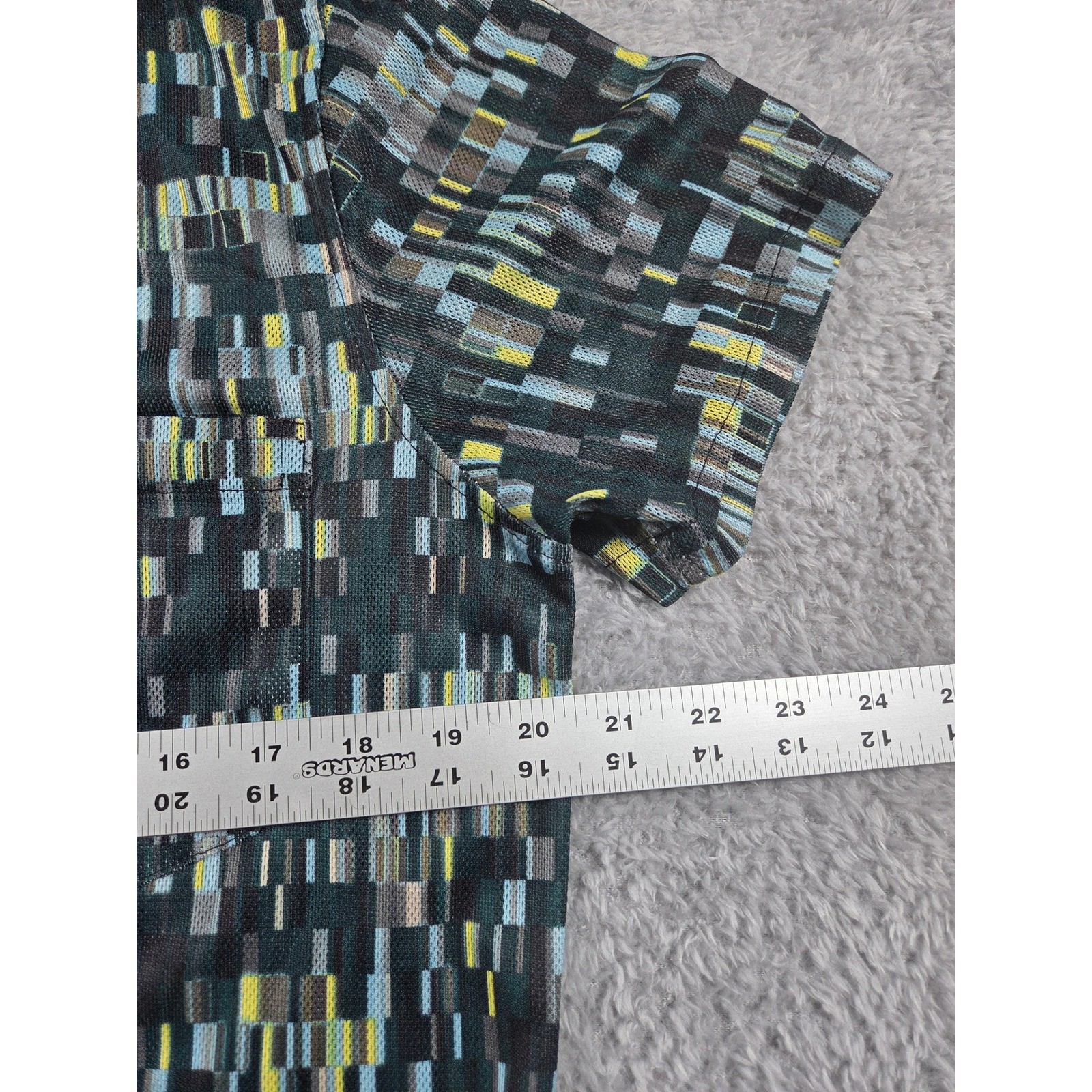 Kenneth Cole New York Mens Large Geometric Digital Print Mesh Shirt Short Sleeve