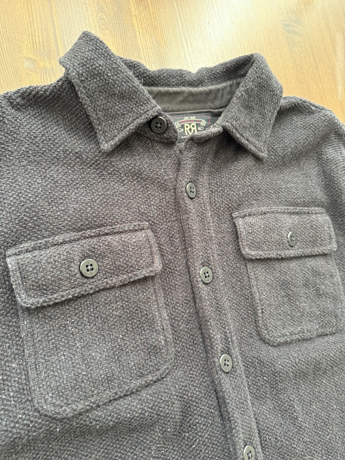 Double RL RRL Ralph Lauren Black Button-Down Shirt Jacket – Mens – Large