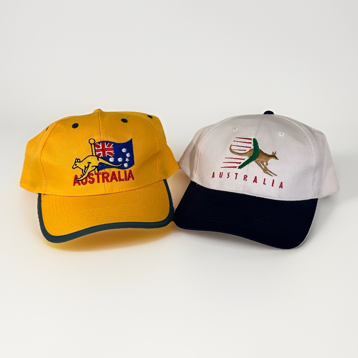 Vintage 90s Australia Snapback Hat Lot (2) Kangaroo Flag Souvenir Travel Cap