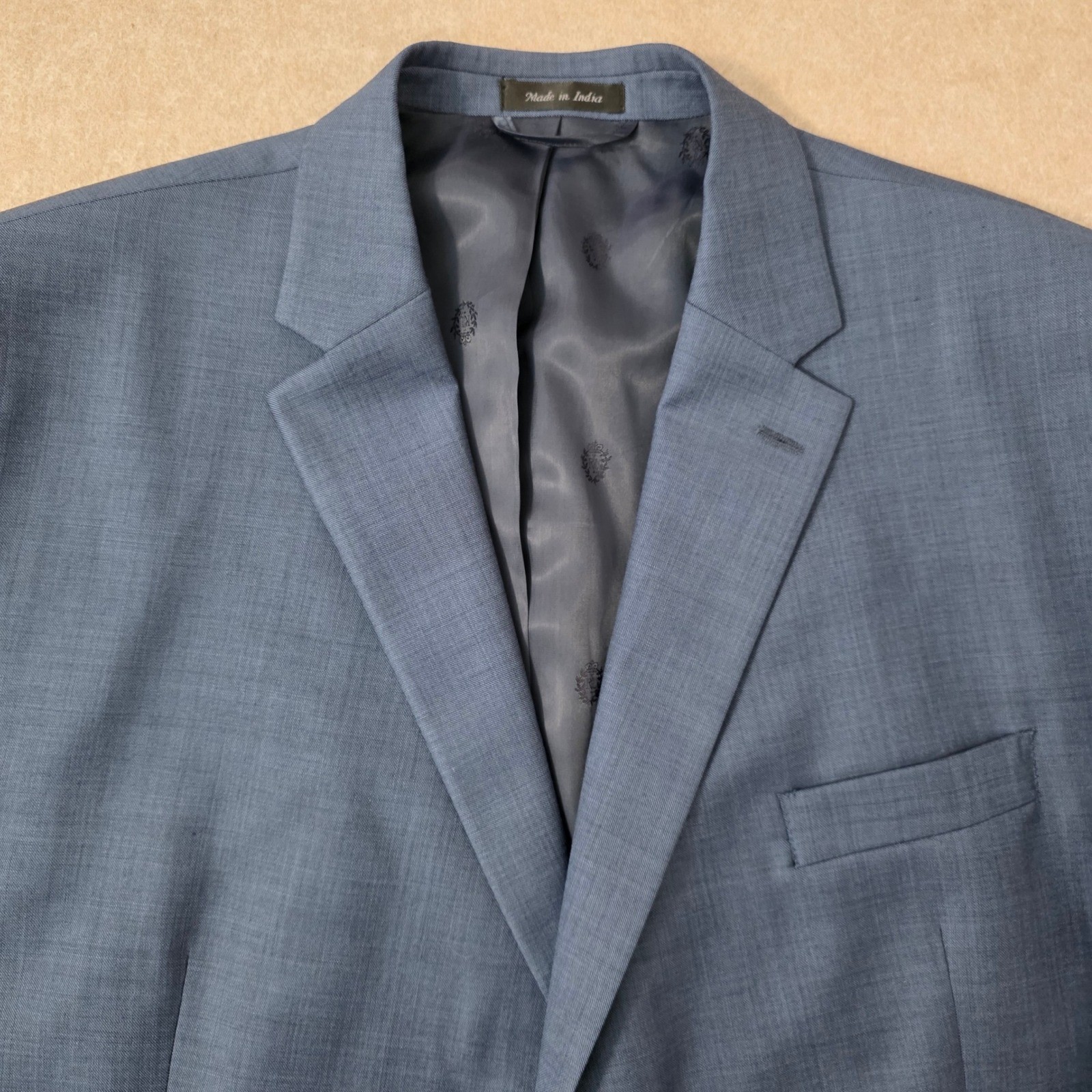 Lauren Ralph Lauren 48S Blue Sharkskin Wool Suit 44″ Waist 26″ Inseam Tailored
