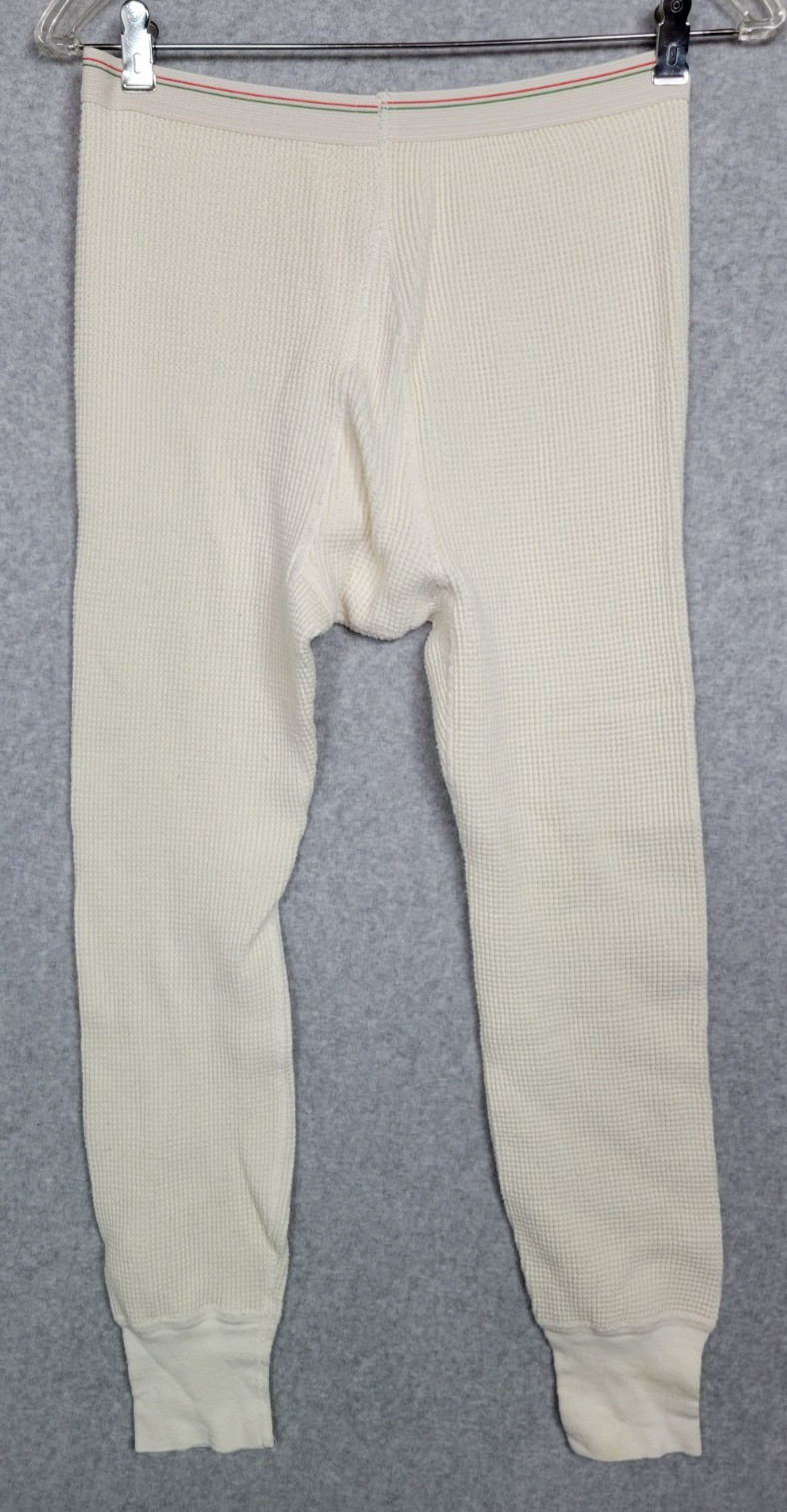 Vtg Hills Store Mens White Cotton Thermal Long Johns Waffle Knit Cotton USA L