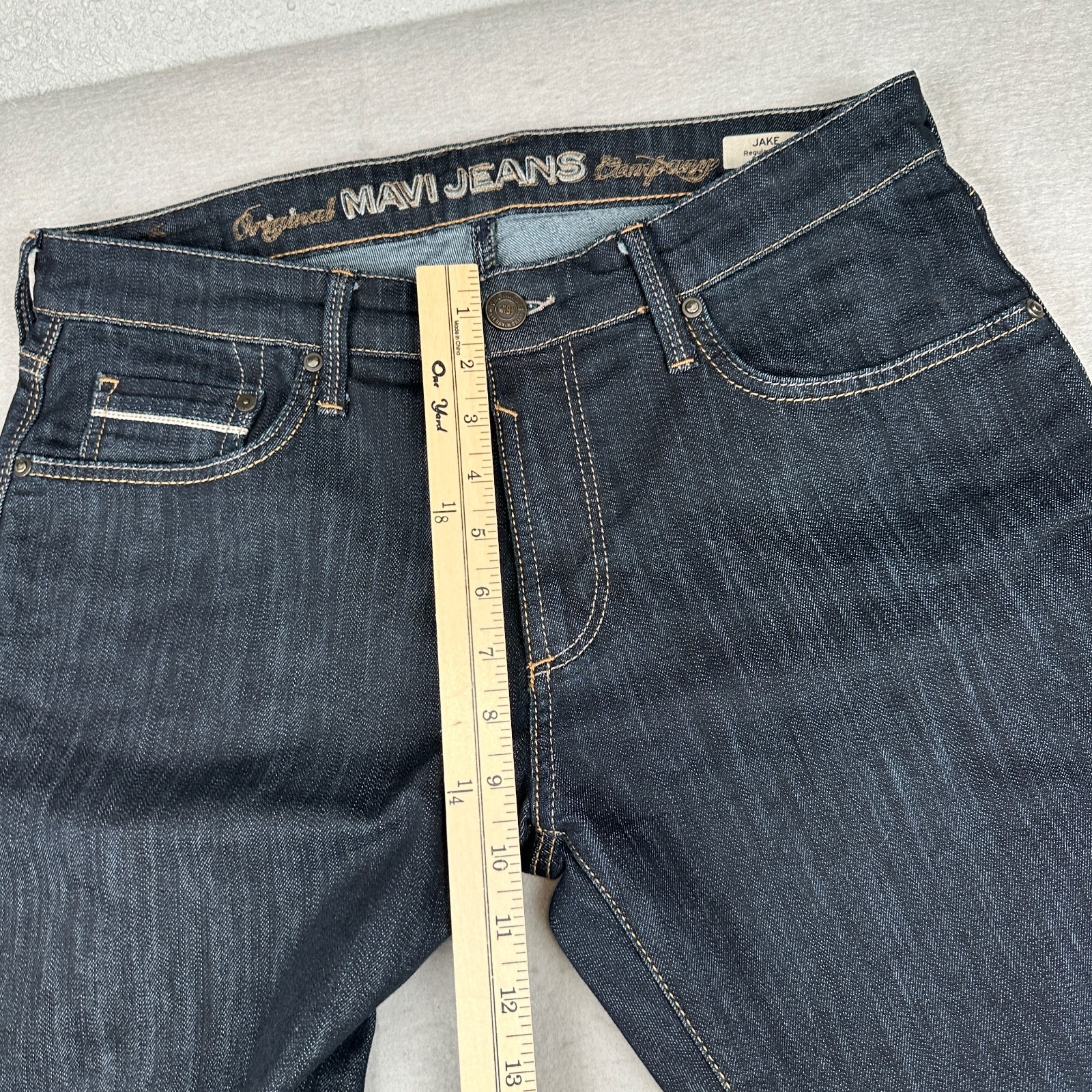 Mavi Jeans Mens 34×32 (Fits 34×31) Blue Jake Slim Straight Leg Indigo Dark Wash