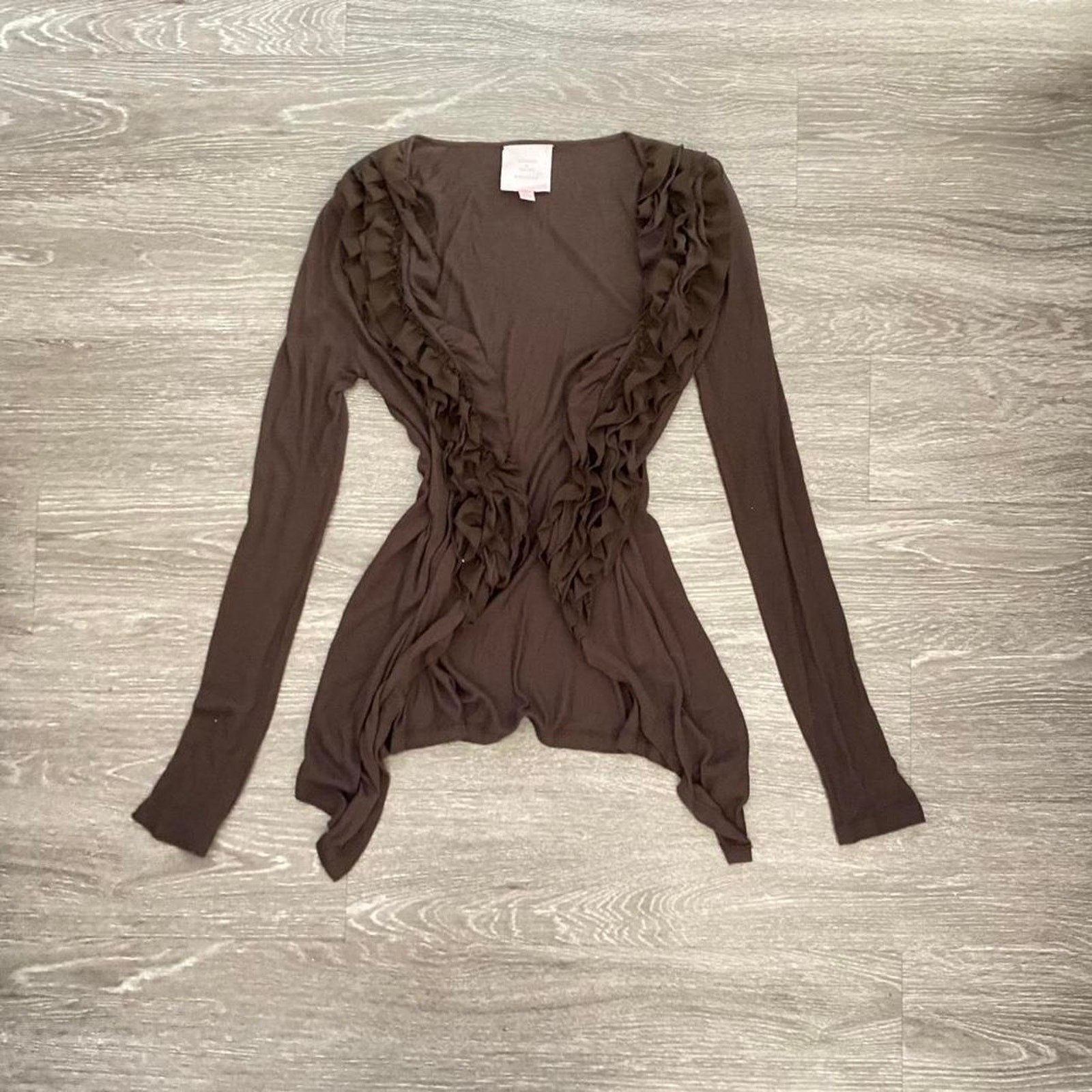 Whimsigoth fairycore brown ruffled sweater