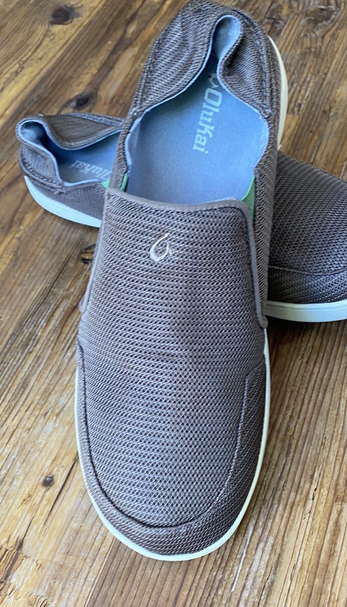Olukai Nohea Mesh Shoes Taupe Versatile Drop In Heel Comfort Slip On Men’s 11 44