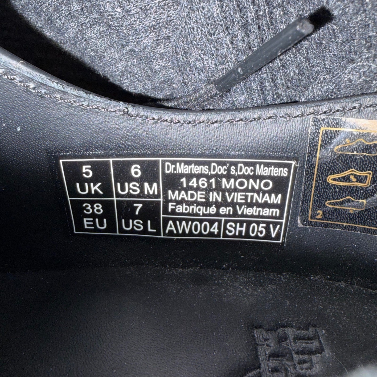 Dr. Martens 1461 Mono Oxford Unisex US 7L 6M Black Excellent Smooth Leather Shoe