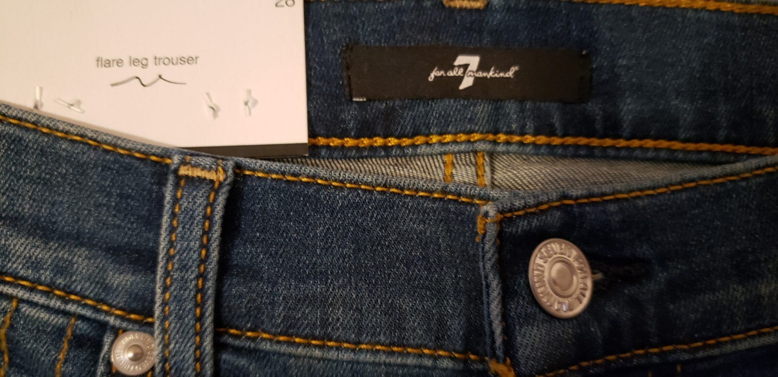 7 for all mankind Dojo Tailorless Flare Leg Trouser jeans Blue 28 NWT
