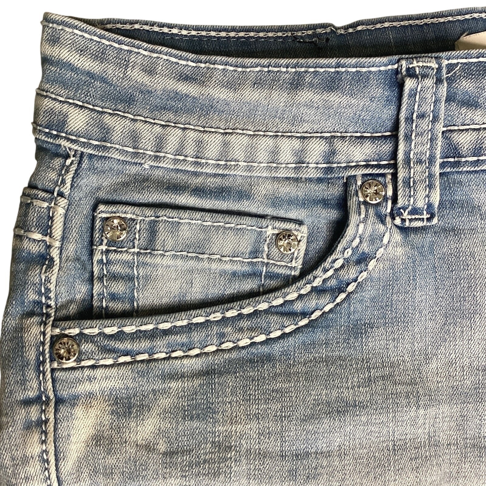Evolve Denim New York Shorts Women 11 Blue Good Embroidered Rhinestone Y2K