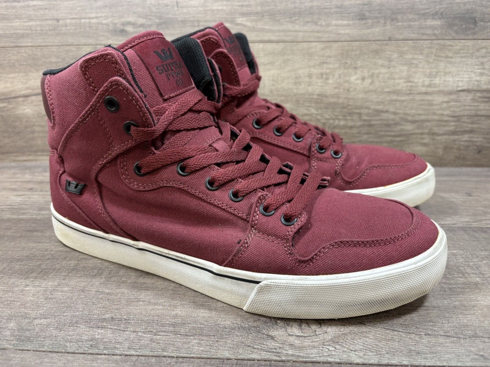 Supra Vaider Canvas Skate S28266 High Top Burgundy Mens Size 11.5 See Descr!