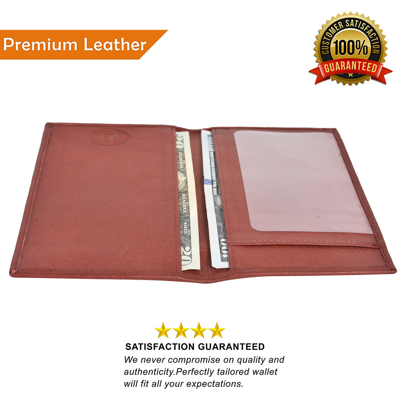 Leatherboss Genuine Leather Checkbook Cover Plain Set of 2, Brown & Dark Brown