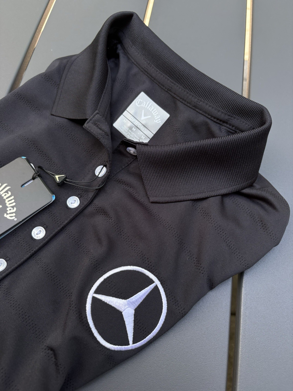 Callaway Mens M Black Mercedes Benz Mesh Opti Dry Golf Polo NWT