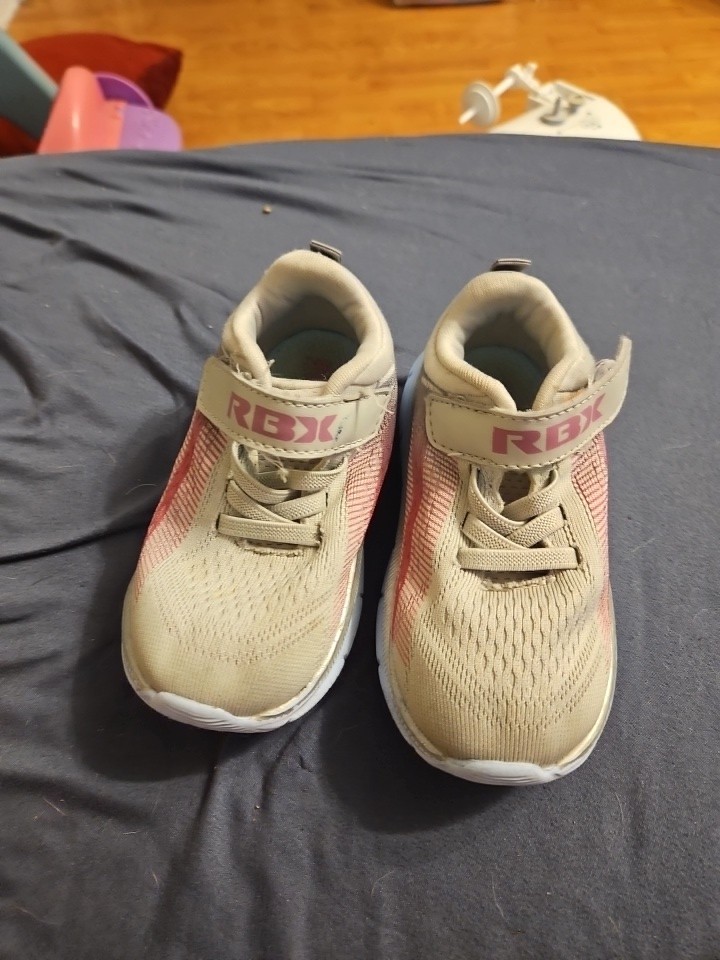 RBX Girls Pink/ Grey Athletic Sneakers Hook Loop Running Shoes Size 7 Toddler
