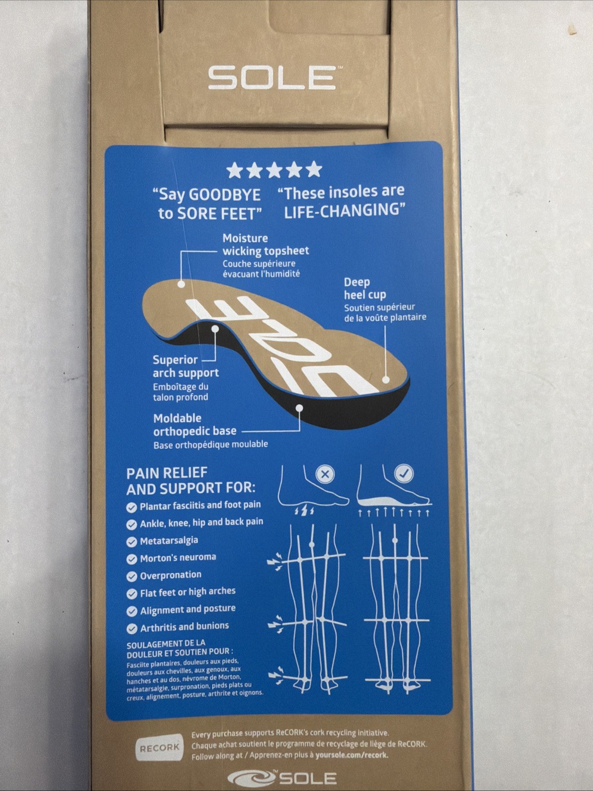 SOLE The Original Custom Footbed Active Wide Medium Insoles M6 W8