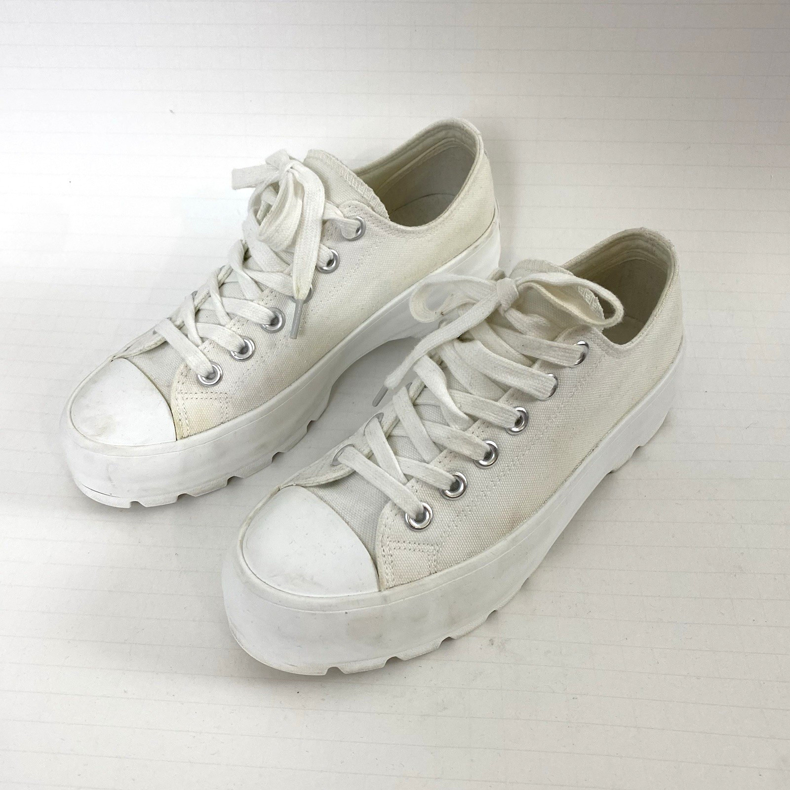 Sincerely Jules Womens Vasco Chunky Platform Sneakers 7 1/2 White Lug Sole Laces