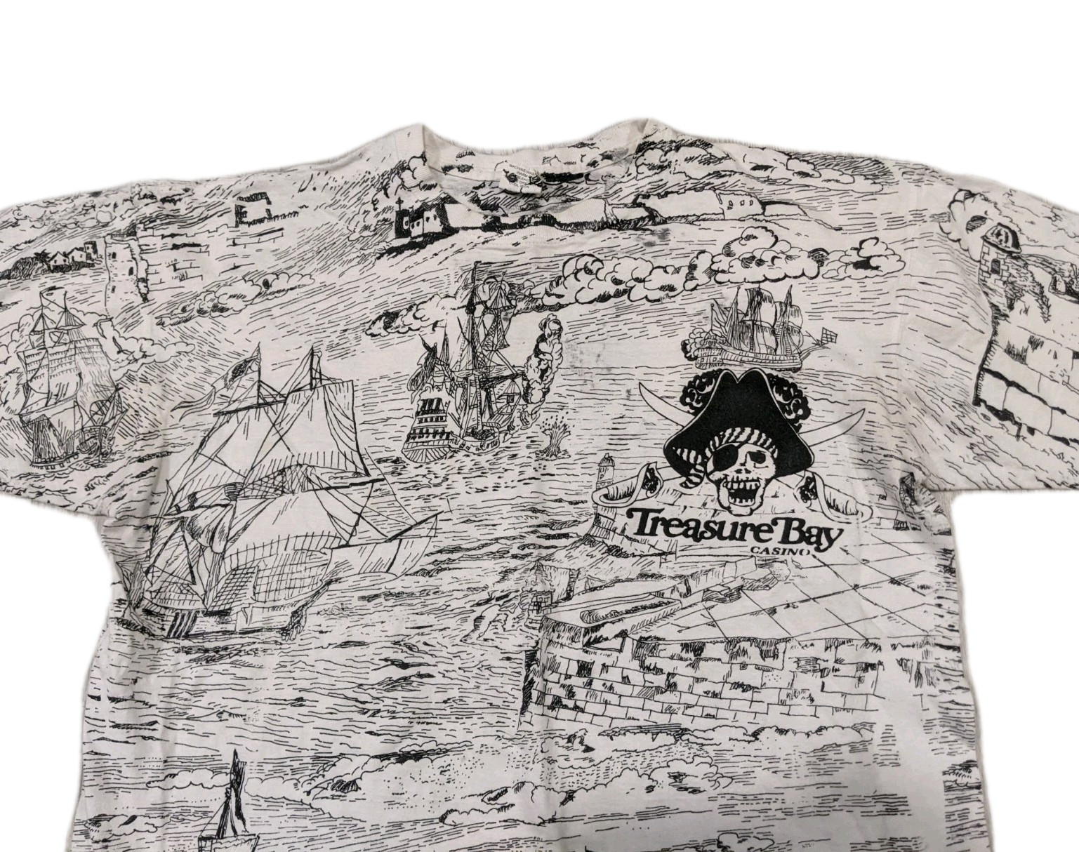 Vintage Treasure Bay Casino AOP All Over Print Biloxi Mississippi T-shirt Sz L