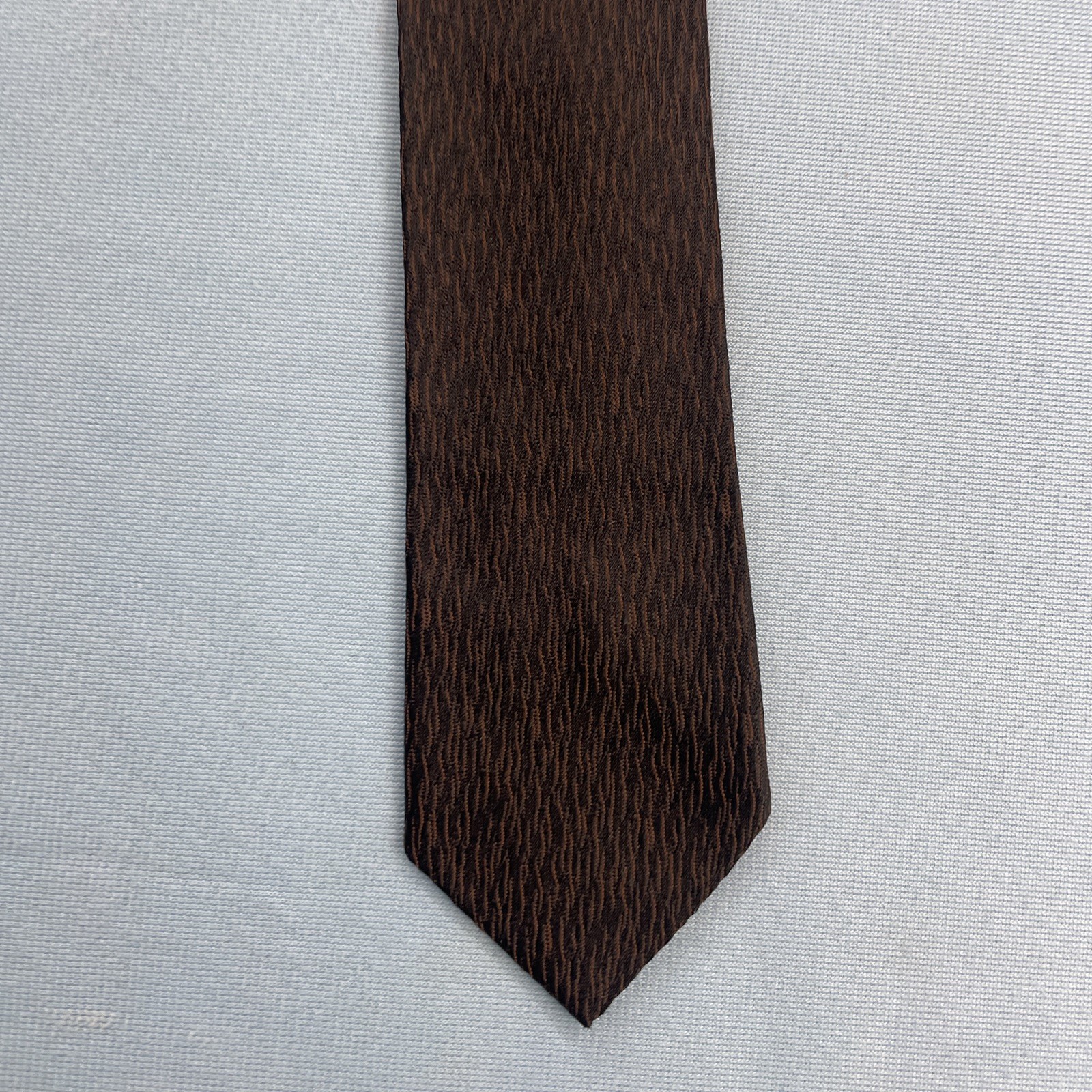 Vtg 50s 60s Tie Beau Brummel Atomic MCM Deco Medallion Brown Slim Necktie 2×53