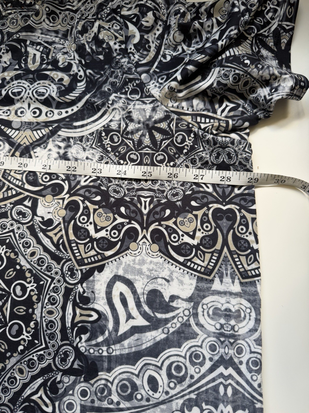 Catherines 3X Plus Size Black White Paisley Swing Tunic
